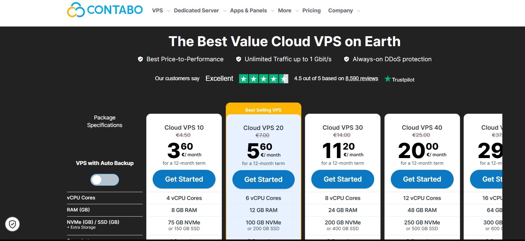 Contabo homepage screenshot