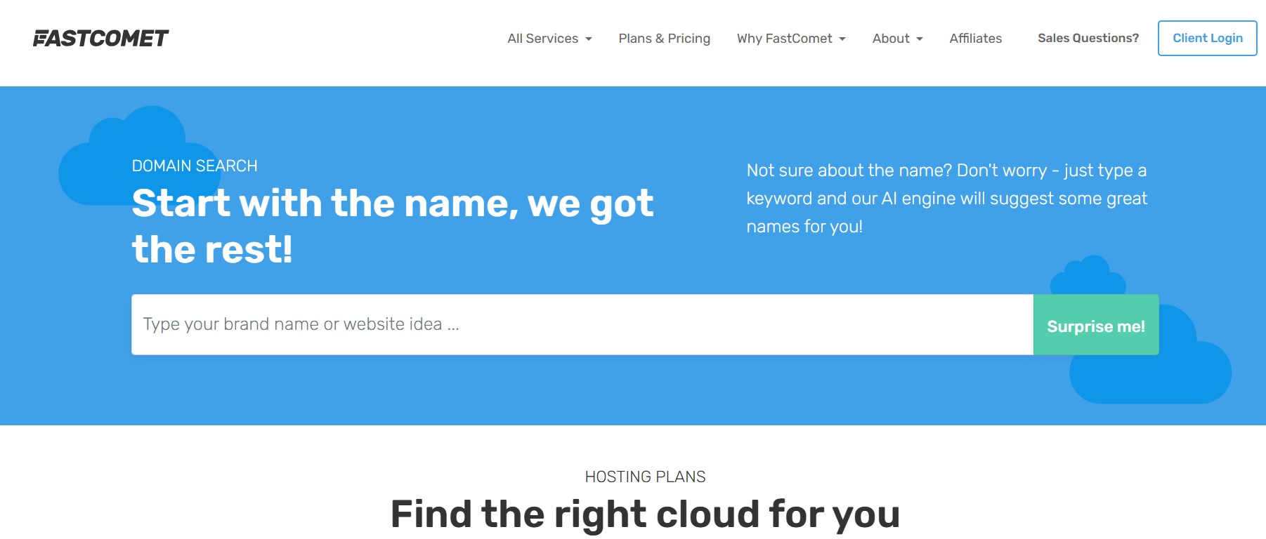 FastComet homepage screenshot