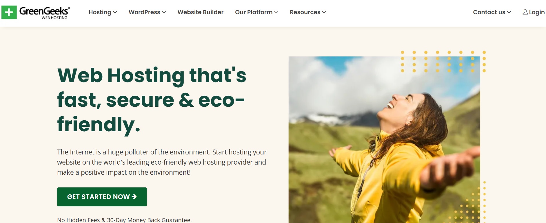 GreenGeeks homepage screenshot
