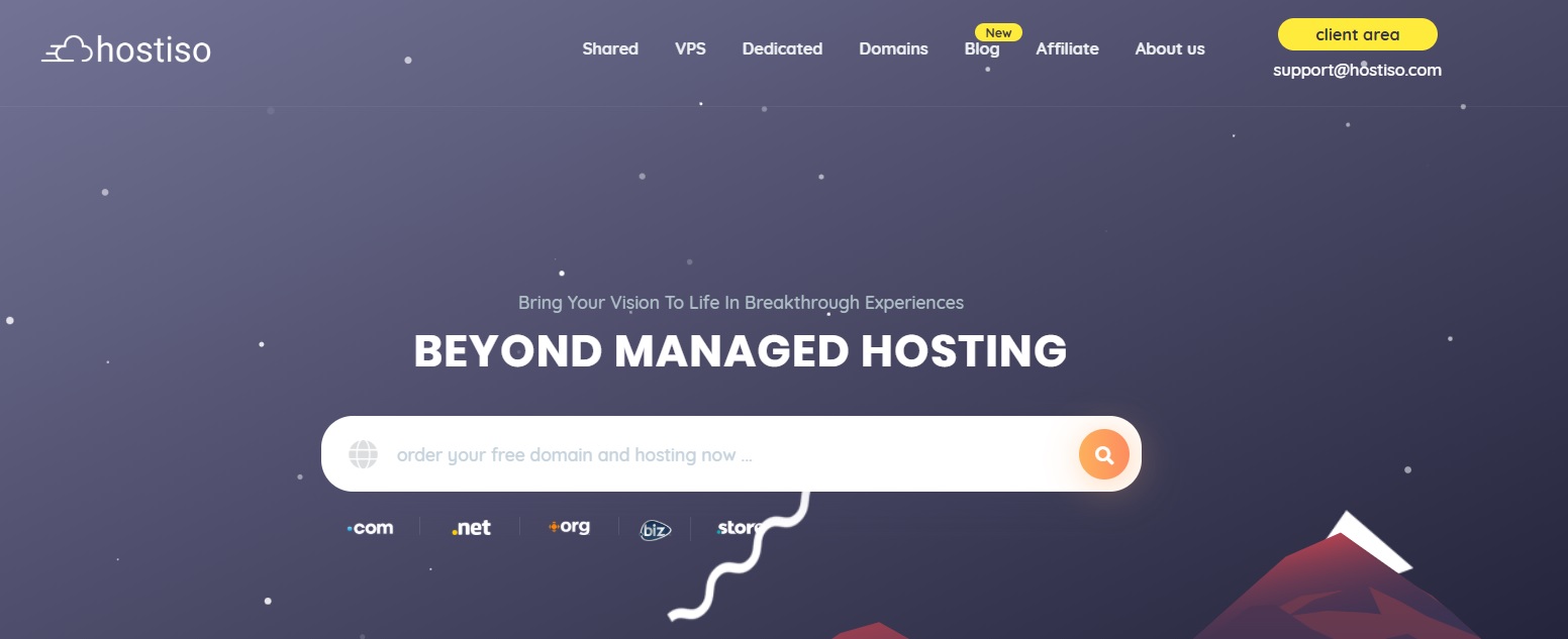 Hostiso homepage screenshot