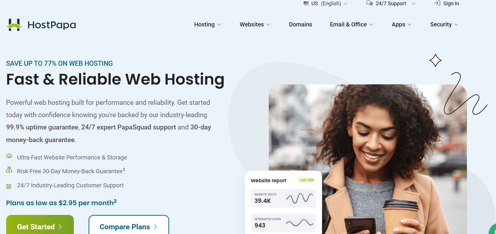 HostPapa homepage screenshot