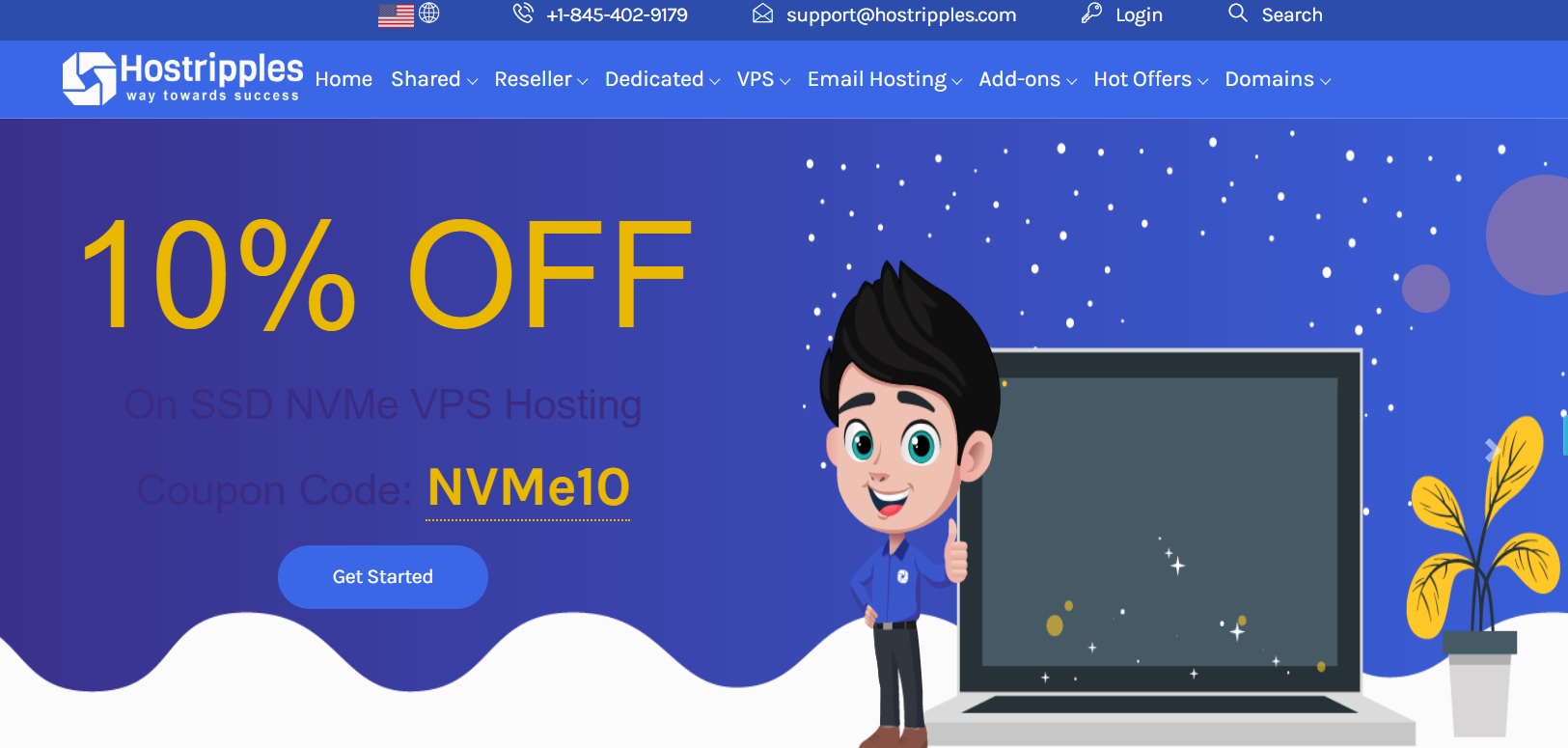 Hostripples homepage screenshot