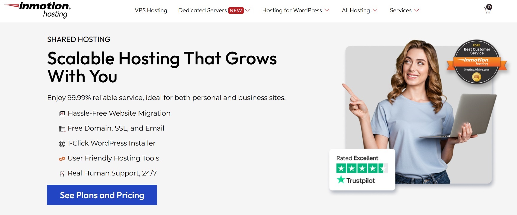 InMotion Hosting homepage screenshot