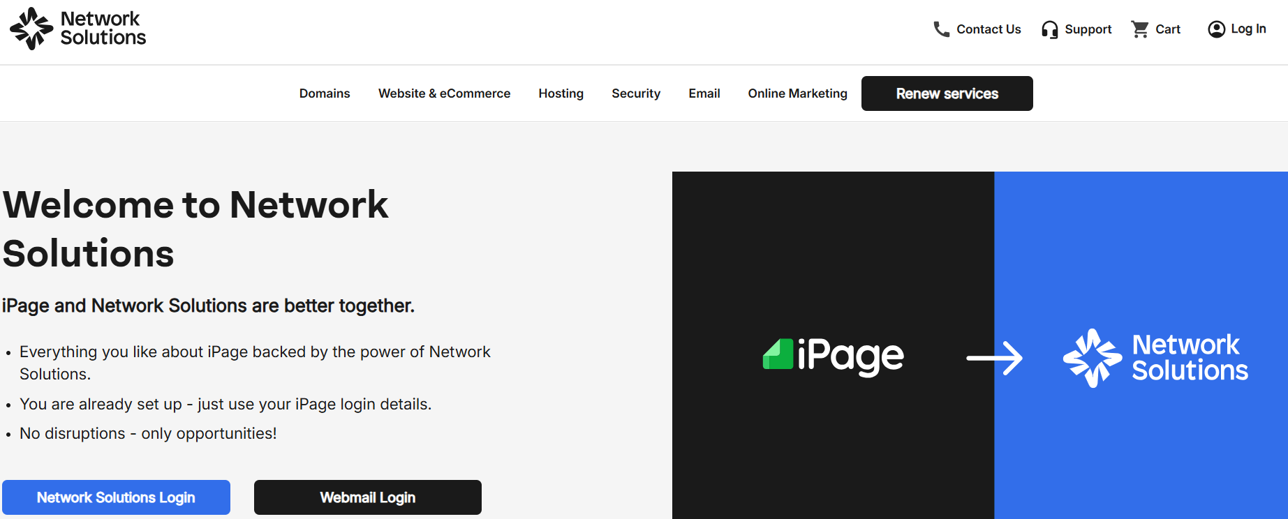 iPage homepage screenshot
