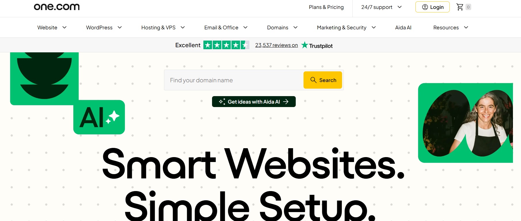 one.com homepage screenshot