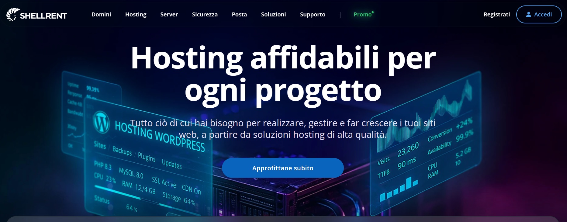 Shellrent homepage screenshot