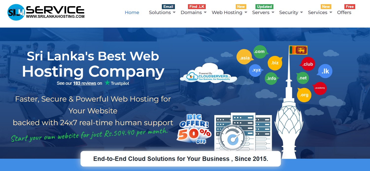 SriLanka Hosting homepage screenshot