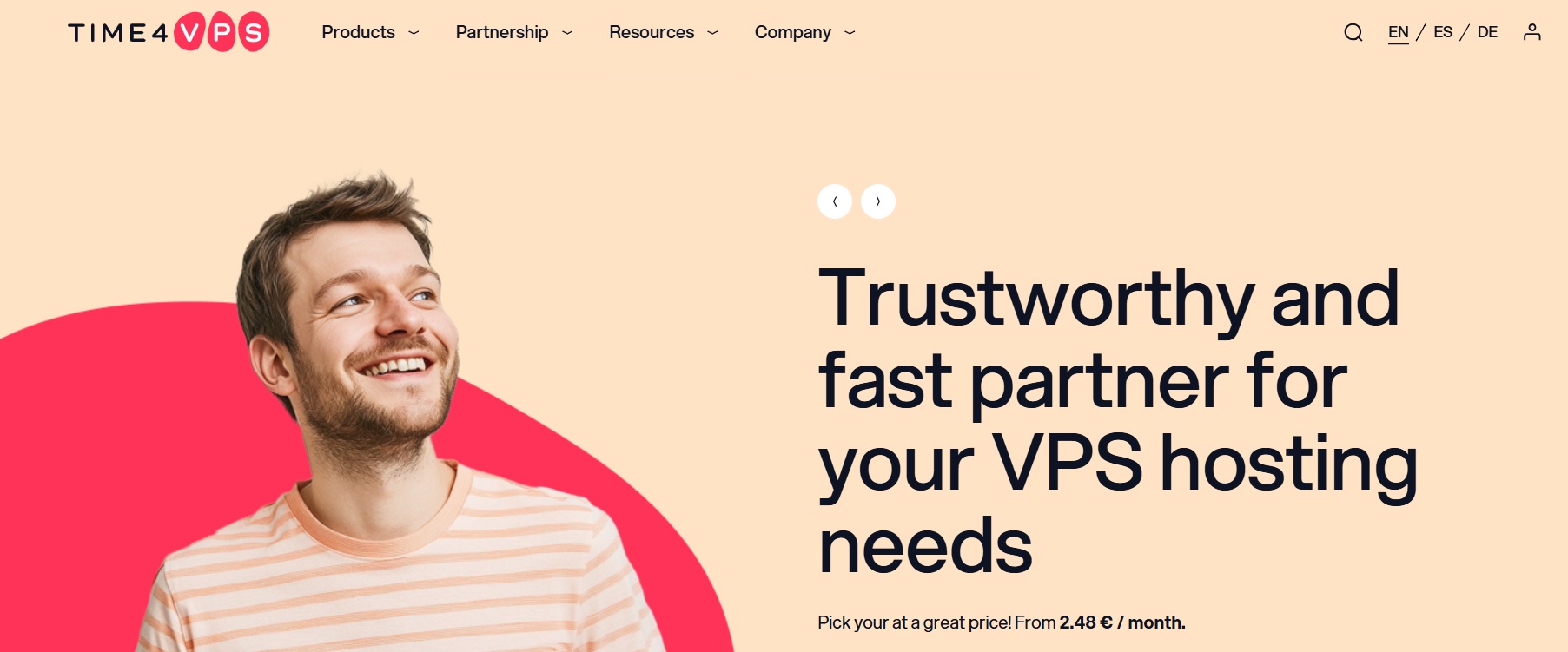 Time4VPS homepage screenshot