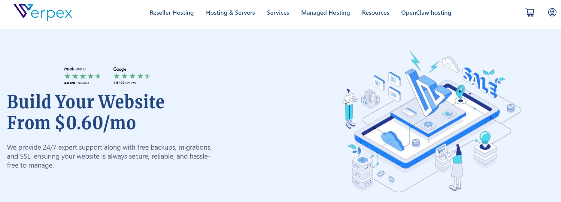 Verpex homepage screenshot