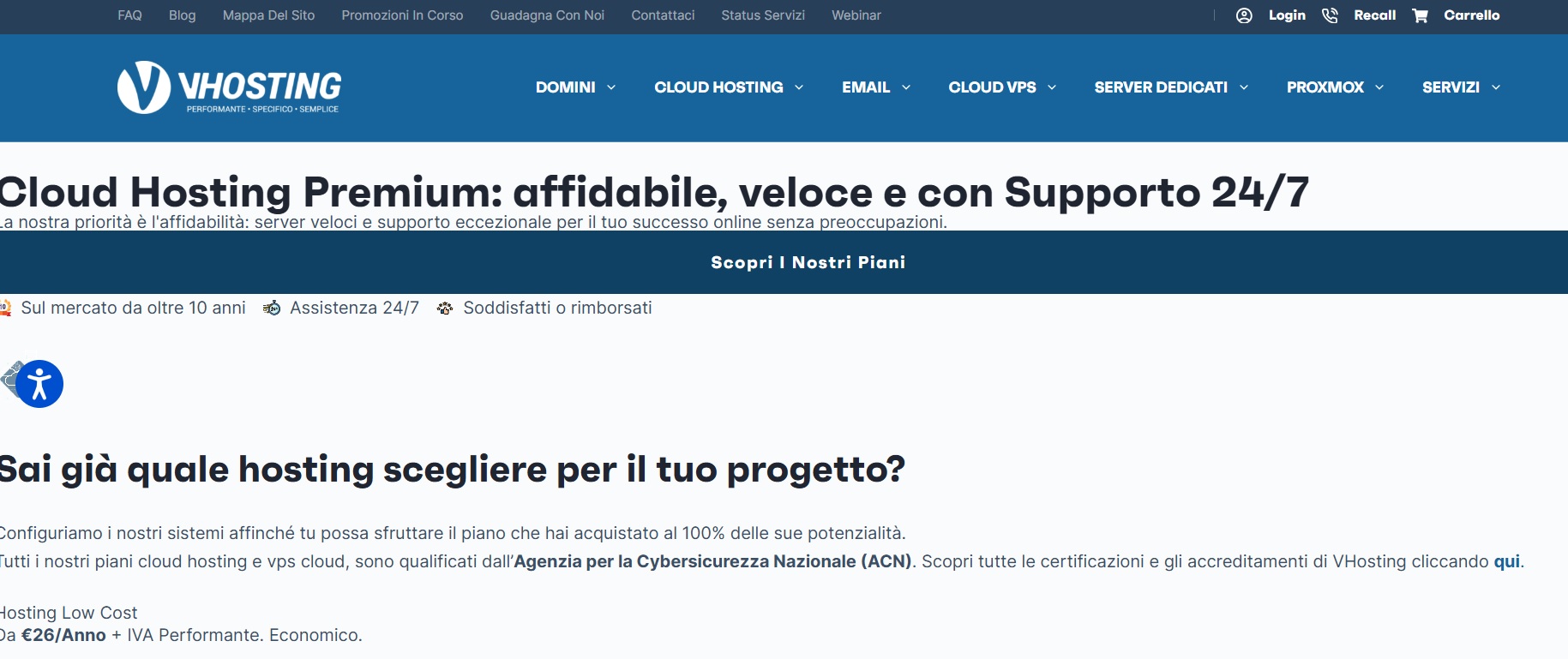 VHosting Solution homepage screenshot
